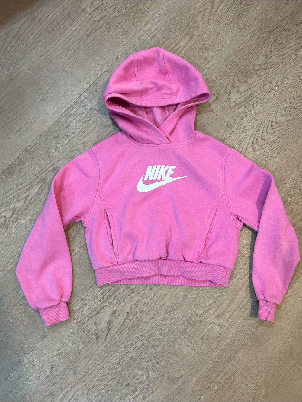 Nike Girls Pink Cropped Hoodie Youth Medium (M)